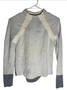 Women's Armani Exchange Sweater S Grey Beige Crew Neck designer fashion cozy